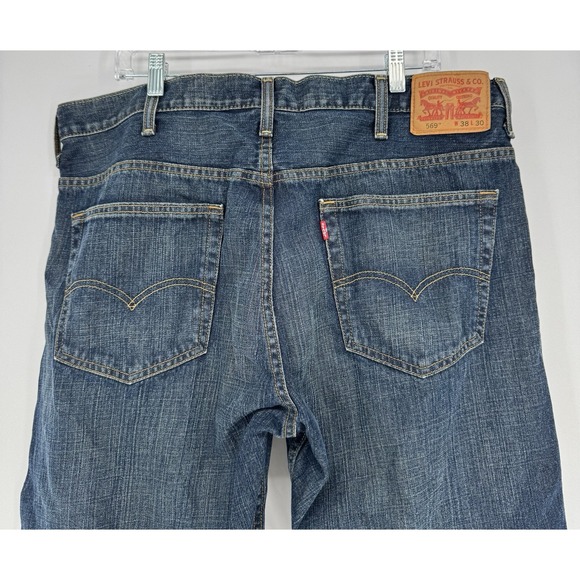 Levi's 569 Jeans Mens 38X30 Blue Denim Cotton Loose Fit Medium Wash Straight Leg - Picture 5 of 7